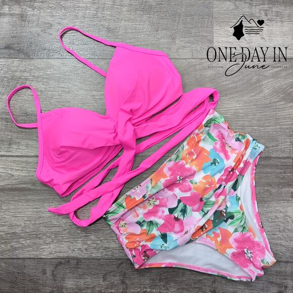 CharmLeaks Cross Front Tie Wrap High Waist Bikini Size S - Picture 2 of 5